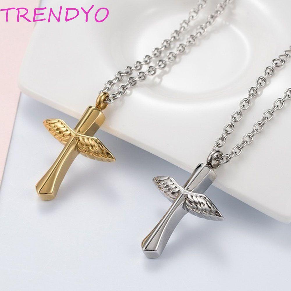 TRENDYO Urn สร้อยคอ Keepsake แฟชั่นข้าม 1 ชิ้น จี้ Vial สแตนเลส
