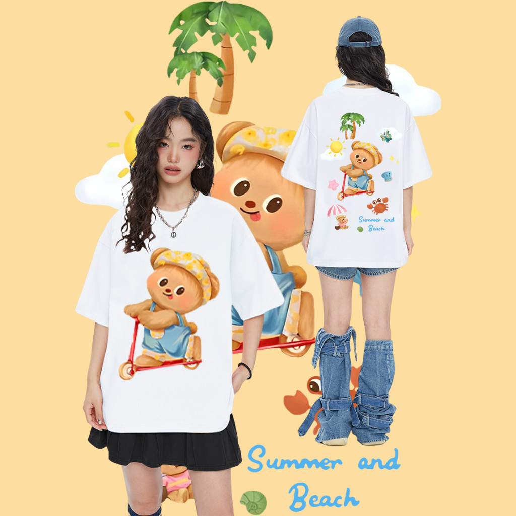 เสื้อยืดผ้าคอตตอน ลายหมีบัตเตอร์แบร์ แฟชั่นยอดนิยม สำหรับสาวๆ ใส่สบาย นุ่มนวล เหมาะกับทุกวัน S-5XL