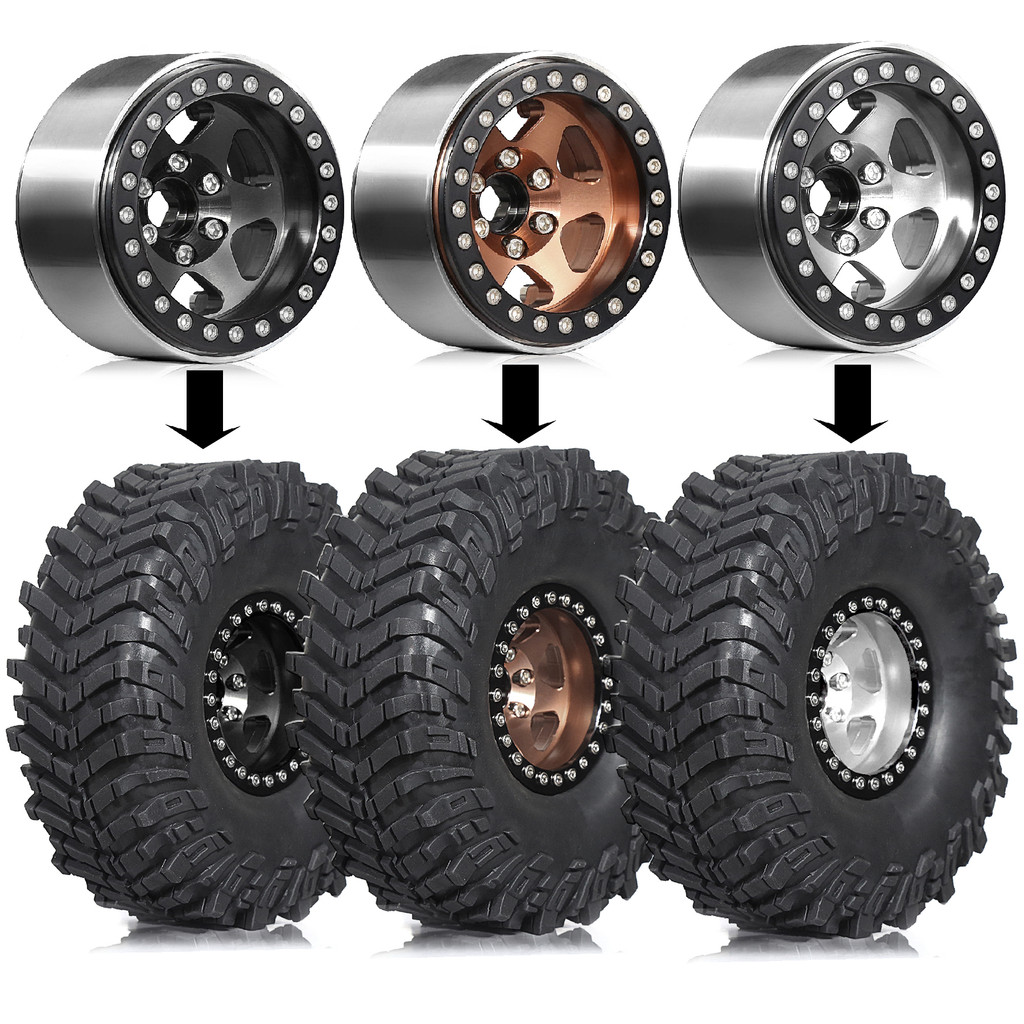 4pcs 1.9 Beadlock ล้อ(4PCS) ขอบ -10mm Hex 12mm Fit สําหรับ 1/10 1/12 H12Y RC Crawler TRX4 TRX6 Axial