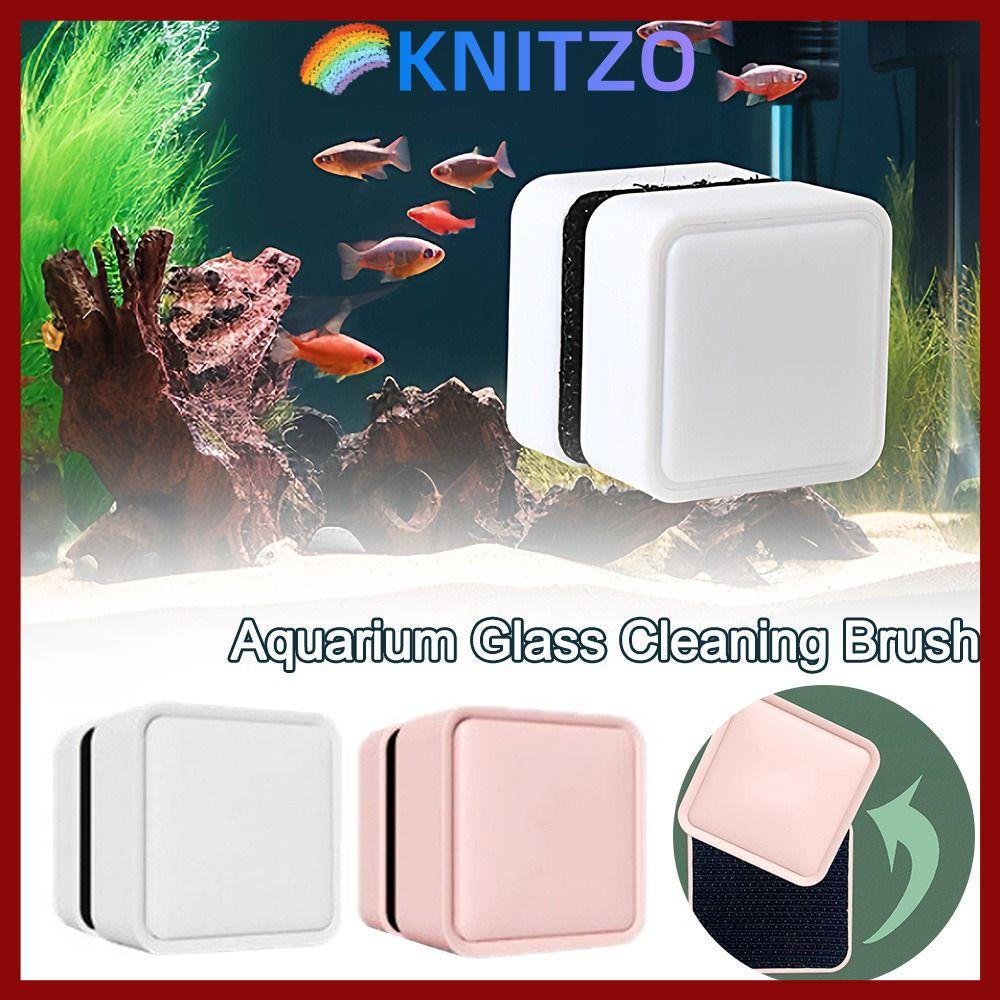 KNITZO Aquarium Cleaner, Mini Scratch-proof Aquarium Glass Cleaner Brush,ทนทาน Magnetic Square Glass