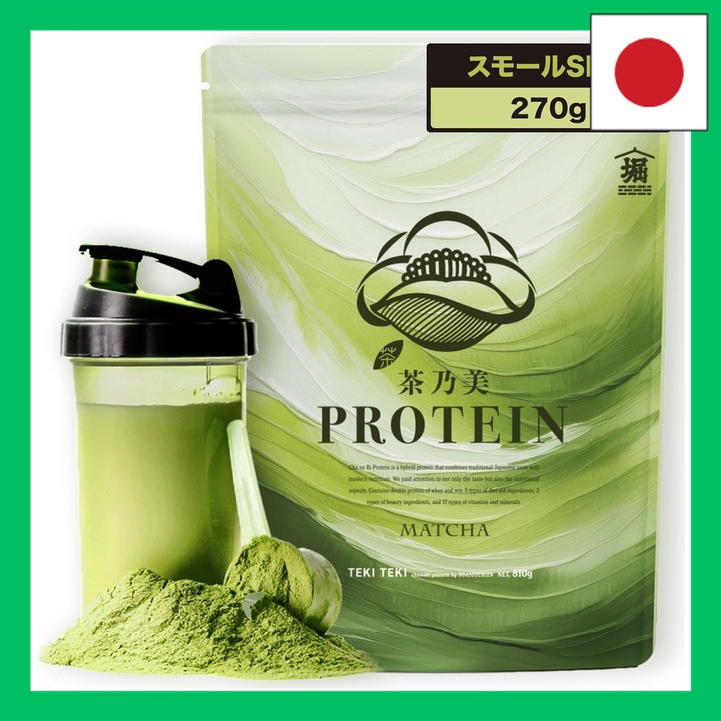 Developed by Ochaya Chanomi Protein 270g Ichibancha Matcha Whey Soy No artificial sweeteners 11 vita
