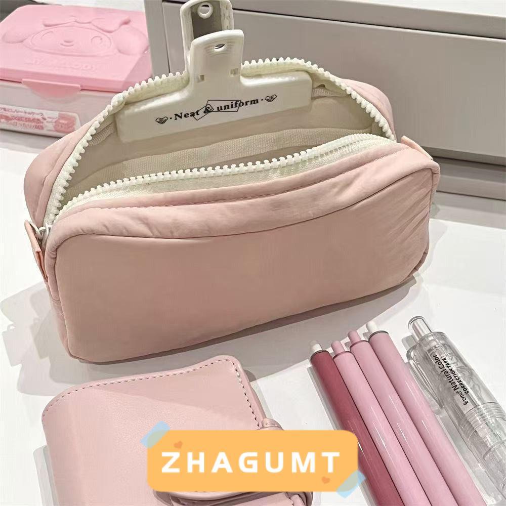 ZHAGUMT366KB Pencil , กระเป๋าปากกาสีทึบความจุขนาดใหญ่, ความเรียบง่ายแบบพกพาซิปออกแบบเครื่องเขียนออแกไนเซอร์นักเรียน