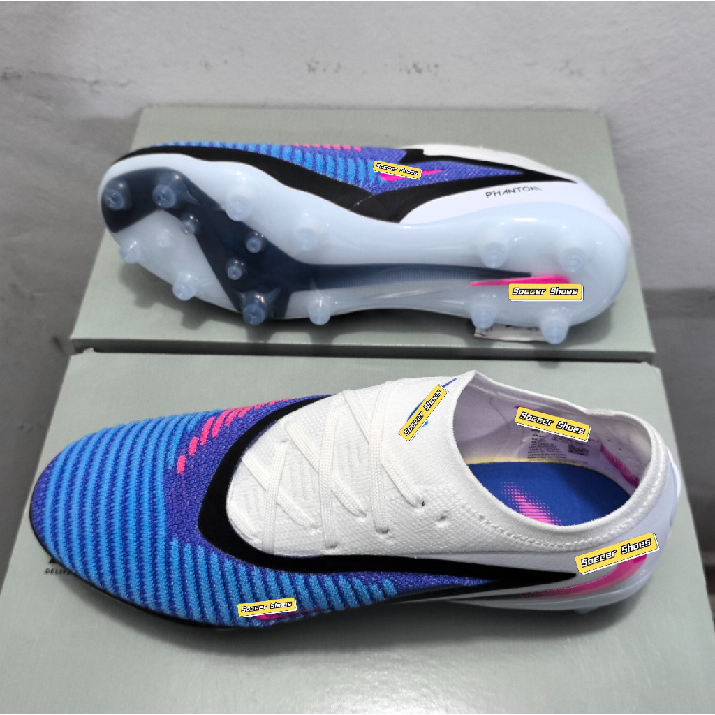 ใหม่รองเท้าฟุตบอล เอจี 39-45 ผู้ชายกลางแจ้งถักสีฟ้าและสีขาวสบายทนทานรองเท้า