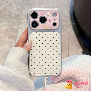 เคสไอโฟน17 สไตล์สาวญี่ปุ่นเกาหลี ลายผิวหนังคุณภาพสูง ลายดาวมินิมอล สำหรับ iPhone 14 Plus 16 13 17 Pro Max 12 15 Pro 11