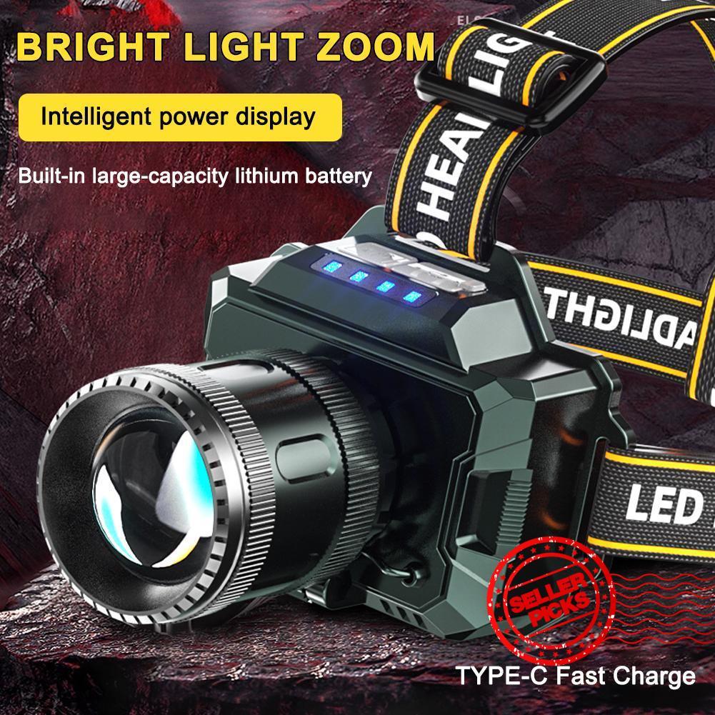 ไฟหน้าไฟหน้าตกปลากลางคืนที่สว่างเป็นพิเศษ Telescopic Headligh Glare โหมดไฟหน้ากันน้ํา U8H4