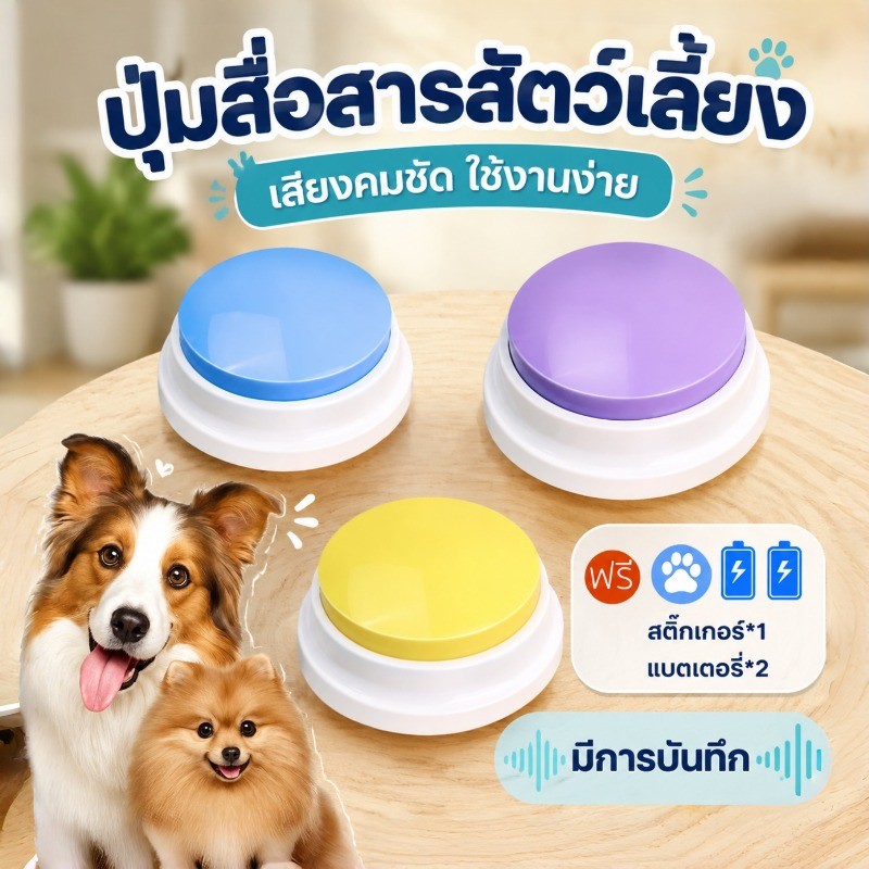 พร้อมส่ง🇹🇭 ปุ่มสื่อสารสัตว์เลี้ยง บันทึกเสียงได้ ปุ่มพูดคุยสื่อสารน้องหมา ของเล่นสุนัข แมว สําหรับฝึกสุนัข