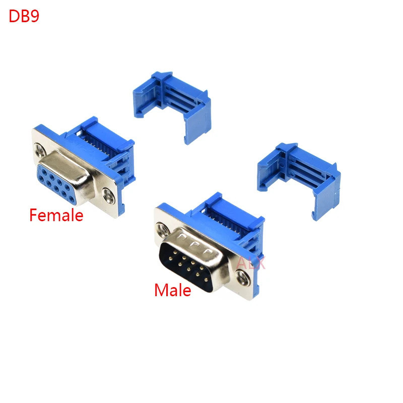 5pcs Didc9 Db9 ชายหญิง Serial Port Connector Idc Crimp ประเภท D-Sub Rs232 Com Connectors 9pin ซ็อกเก