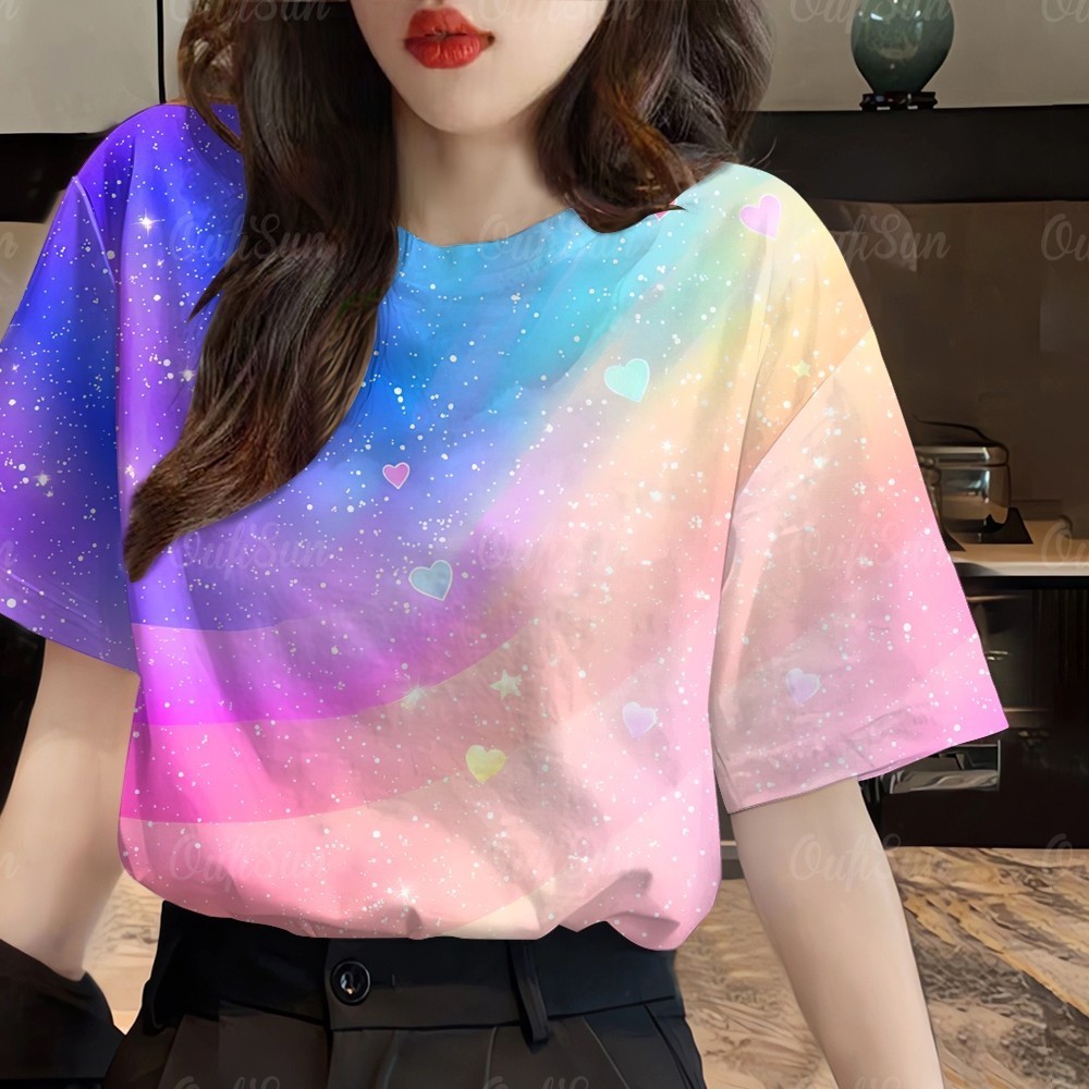เสื้อยืดมัดย้อมสีรุ้งระเหิด เหมาะสำหรับทั้งชายและหญิง