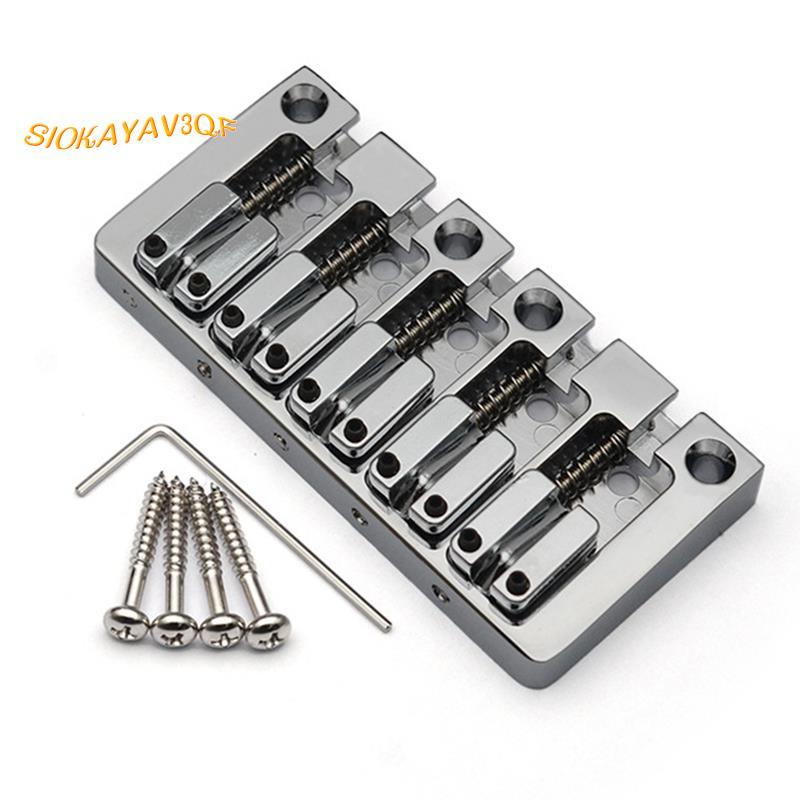 5-String Electric Bridge Flipping Saddle String Spacing 16.5MM Body Bottom Through Fix Bridge Silver