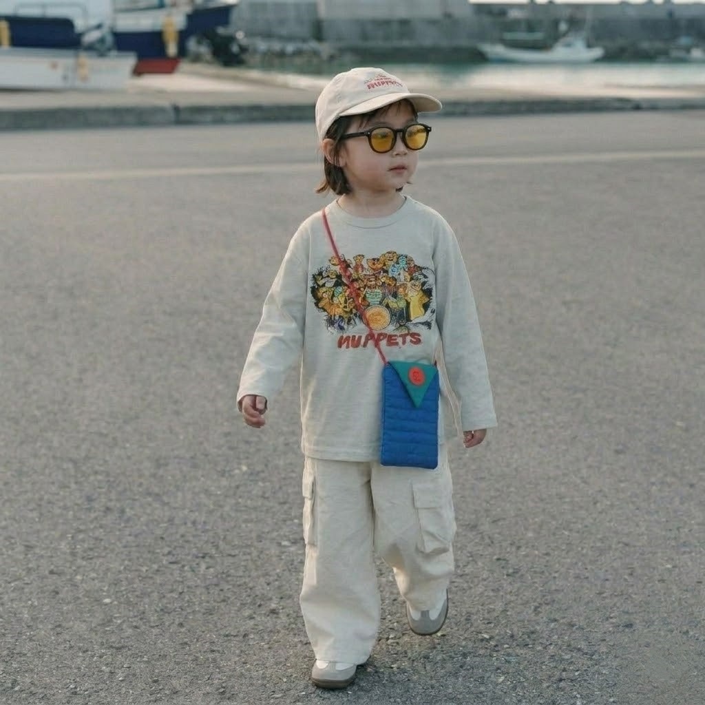 Theioioio เสื้อยืดแขนยาวเด็ก ลายกราฟิก "MUPPETS" ผ้าคอตตอนผสมเกรดพรีเมียม นุ่มใส่สบาย สีเทาอ่อน 2-6 