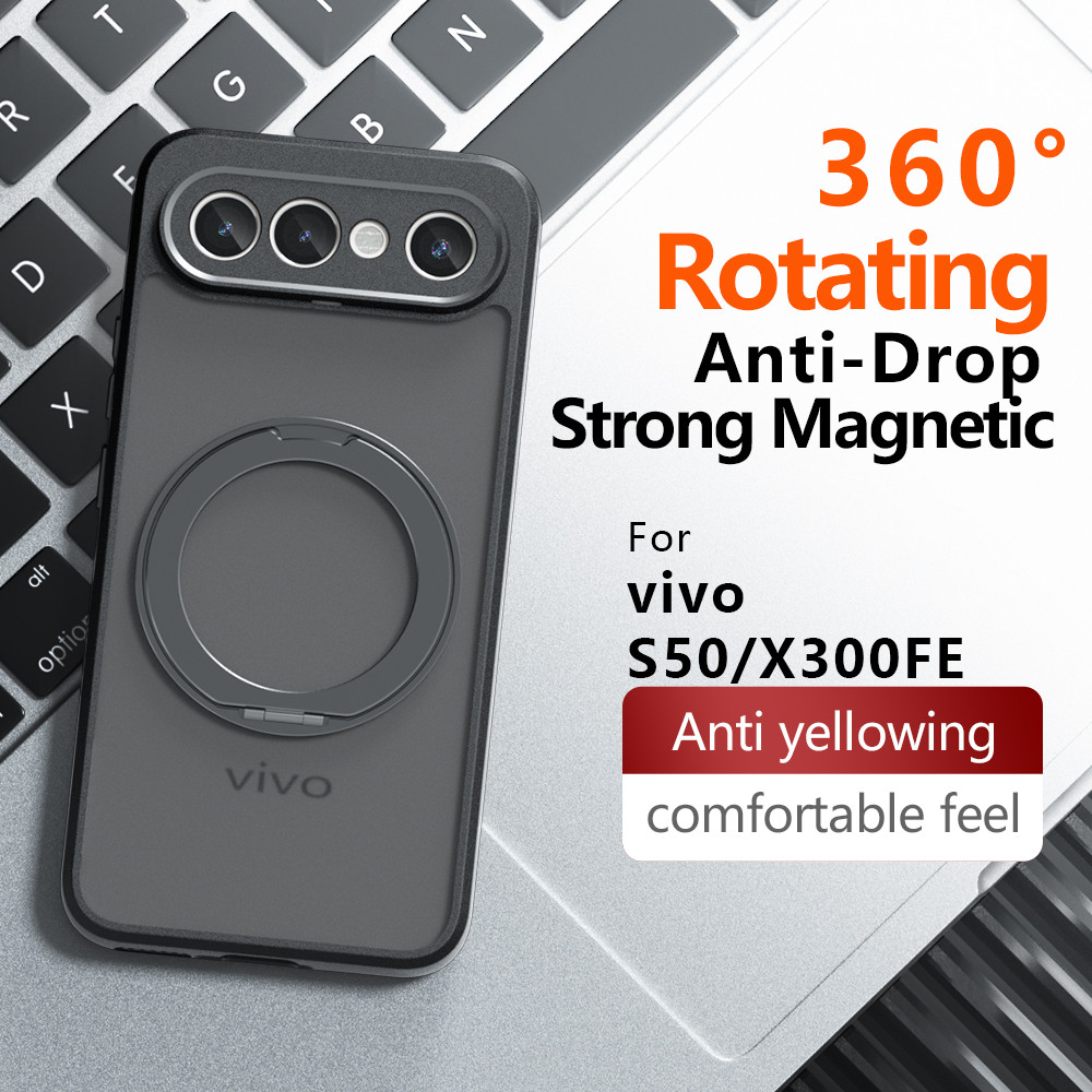 360 ° วงเล็บโปร่งใสกันกระแทกแม่เหล็ก Hard Case สําหรับ Vivo S50 Pro Mini/X300 FE X300FE V2527A PC Ma
