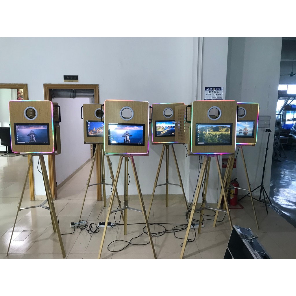 RCM156T ออกแบบใหม่ไม้ Vine Photo Booth Retro ไม้ Photo Booth Machine พร้อมเครื่องพิมพ์ YFBY