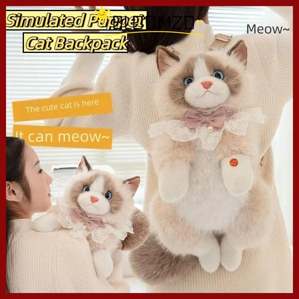 จัดส่งจากประเทศไทย BLOOMZO กระเป๋าเป้สะพายหลังดีไซน์เหมือนหุ่นแมวน่ารัก การ์ตูนนุ่มปุย พร้อมตุ๊กตาแมวลอยข้างใน เหมาะสำหรับใช้งานและสะสม