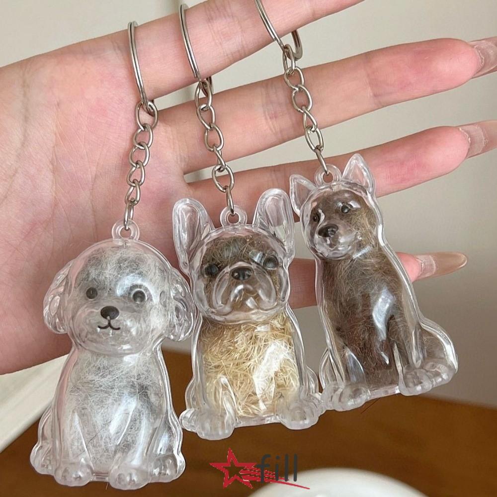 หนี ของที่ระลึกพกพา พวงกุญแจ,ออกแบบแฮนด์เมดใสจี้เก็บขนสุนัข,แคปซูลเก็บขนอุปกรณ์ ทําเอง พวงกุญแจรูปสุนัขที่ระลึกอ