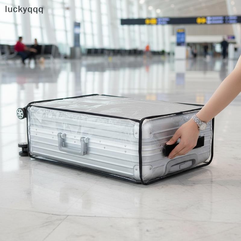 Luckyqqq ฝาครอบกระเป๋าเดินทางโปร่งใส PVC กันน้ํากันฝุ่นกระเป๋าเดินทาง Protector ทนต่อการสึกหรอ Trave