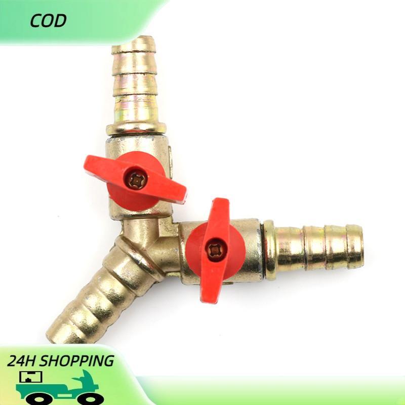 Cod 3ทางทองเหลือง Y ปิดบอลวาล์ว3/8 "10mm barb น้ำมันเชื้อเพลิงน้ำมัน th