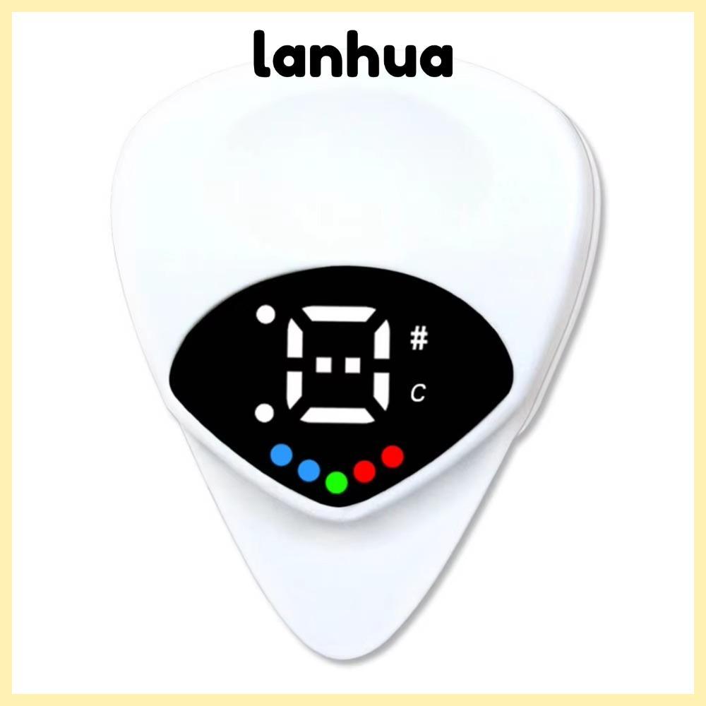 LANHUA จูนเนอร์มัลติฟังก์ชั่น, ABS 2-in-1 Guitar Pick & Tuner Combo, อุปกรณ์เครื่องมือขนาดเล็กแบบพกพา 12-Tone Equal Temperament Acoustic Guitar Tuner