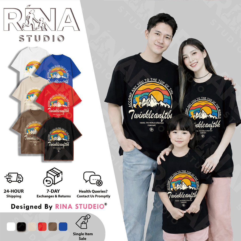 🔥พร้อมส่ง&COD🔥RINASTUDIO🔥 เสื้อครอบครัวลายภูเขาและป่า สไตล์วินเทจผจญภัย ใส่สบายเหมาะทุกวัย เหมาะฤดูร้อน A425#3