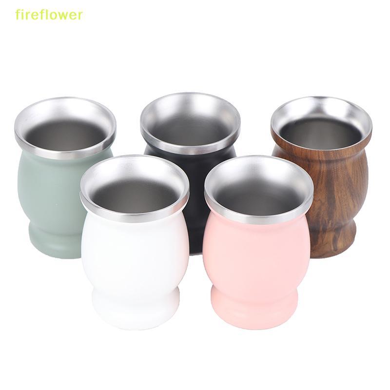 [fireflowerM] Yerba Mate Cup 304 Stainless Steel 8oz Argentine Yerba Mate Gourd With illas [ใหม่]