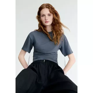 H&M(เอชแอนด์เอ็ม) เสื้อยืดดีไซน์รอยจีบ Women Ruched T-shirt 1320470_1