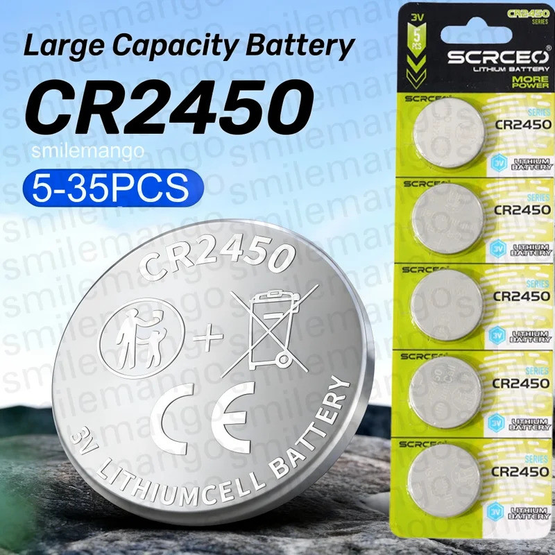 5-35pcs 3V CR2450 Button Batteries CR2450 5029LC LM2450 DL2450 CR2450N BR2450 600mAh Lithium Cell Co