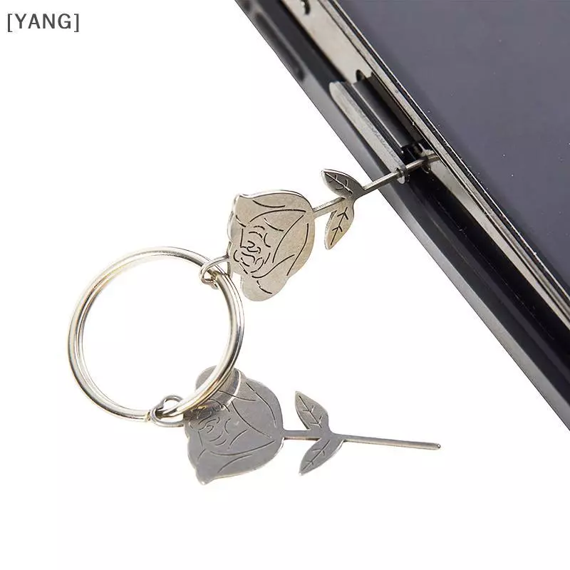 [YANG] 2 ชิ้น/เซ็ต Rose Shape เข็มสแตนเลสสําหรับสมาร์ทโฟนซิมการ์ดถาดกําจัด Eject Pin Key เครื่องมือ Universal Thimble
