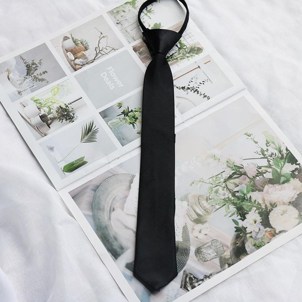 Zipper Tie สีดํา One-pull รุ่นแคบสําหรับผู้ชายและผู้หญิงนักเรียน S9O3