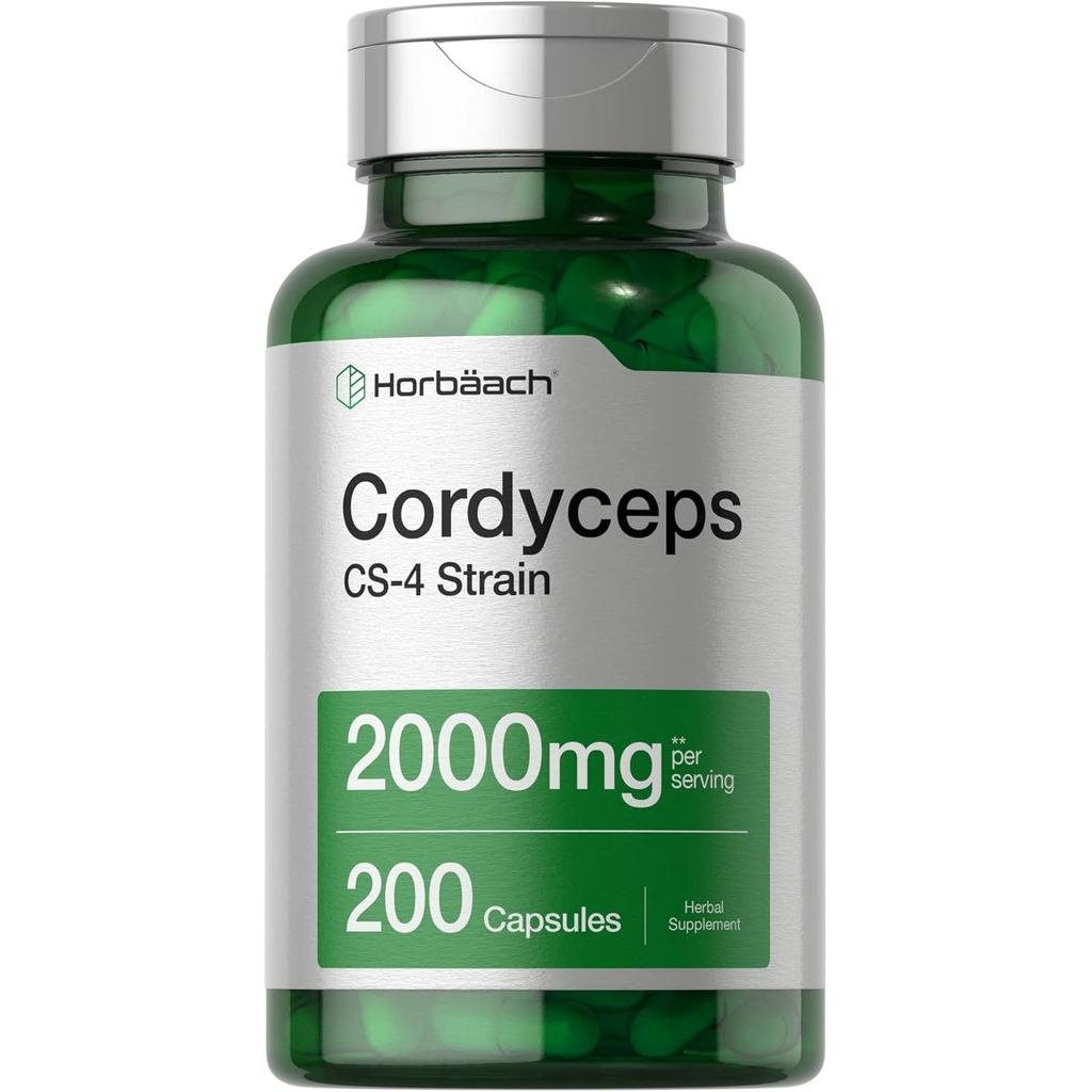 Horbachä แคปซูลเห็ดถั่งเช่า | 200 นับ | CS-4 สายพันธุ์ Cordyceps Sinesis | อาหารเสริมสมุนไพรที่ไม่ใช่จีเอ็มโอ