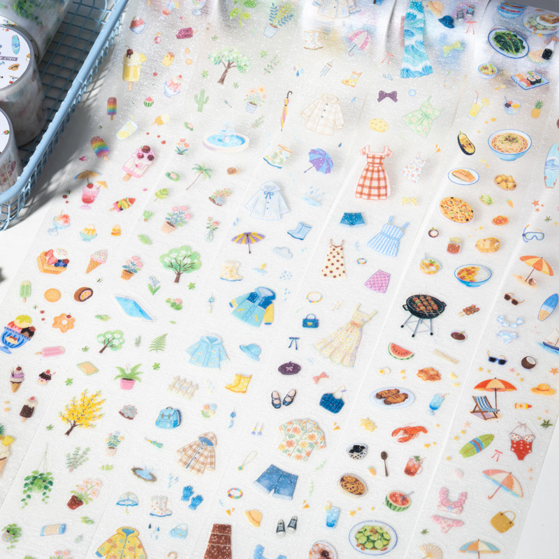 KOWEI 40 มม.*2 ม. 1 ม้วน [Lbel Cohesion Series] Washi Tape Beach Roaming ตู้เสื้อผ้าฤดูร้อน Vintage 