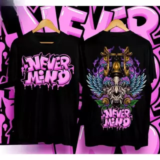 เสื้อยืดโอเวอร์ไซส์สีดำ ลายNEVERMINDสไตล์สตรีท ผ้าครอสดูดซับเหงื่อ ทรงหลวมสวย ไม่ยับง่าย ชายหญิงใส่ได้