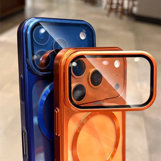 เคส iPhone 17 Pro Max ชุดหรูเคลือบใสแม่เหล็ก สำหรับ iPhone 17 Pro ที่ป้องกันเลนส์กล้อง ตั้งได้ ป้องกันแรงกระแทก
