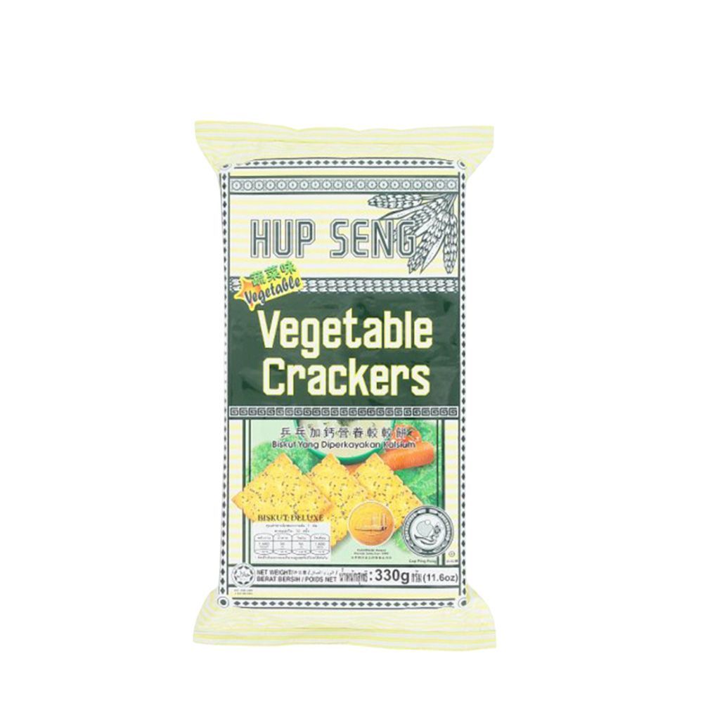 [สินค้าส่งด่วน] ฮับเส็งขนมปังกรอบโรยผัก 330ก. HUP SENG VAGETABLE CRACKERS 330 G.