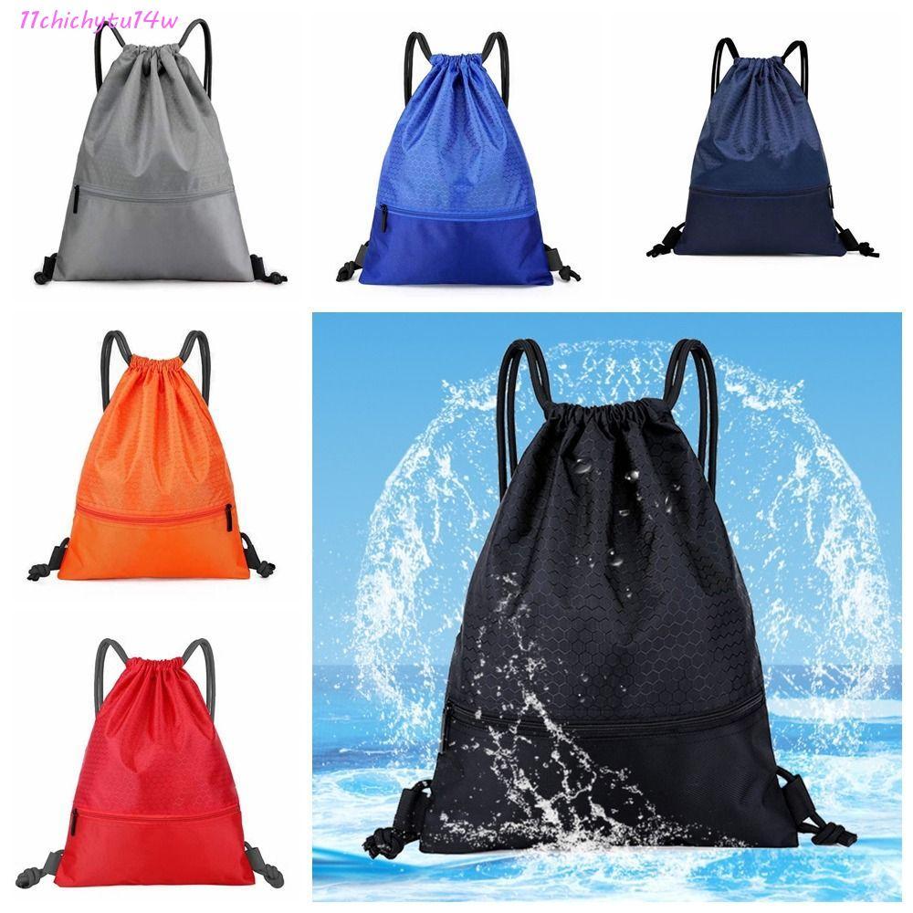 CHICHYTU14W Fitness Drawstring Bag, Waterproof Solid Color Drawstring Backpack, Simple Commuting Lig