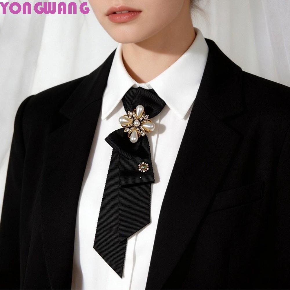 YONGWANG66HR Bow Tie, สีดํา Choker ยาวเนคไท, Y2K เรขาคณิตสร้อยคอ Collares Pre-tied Tie ผู้หญิง