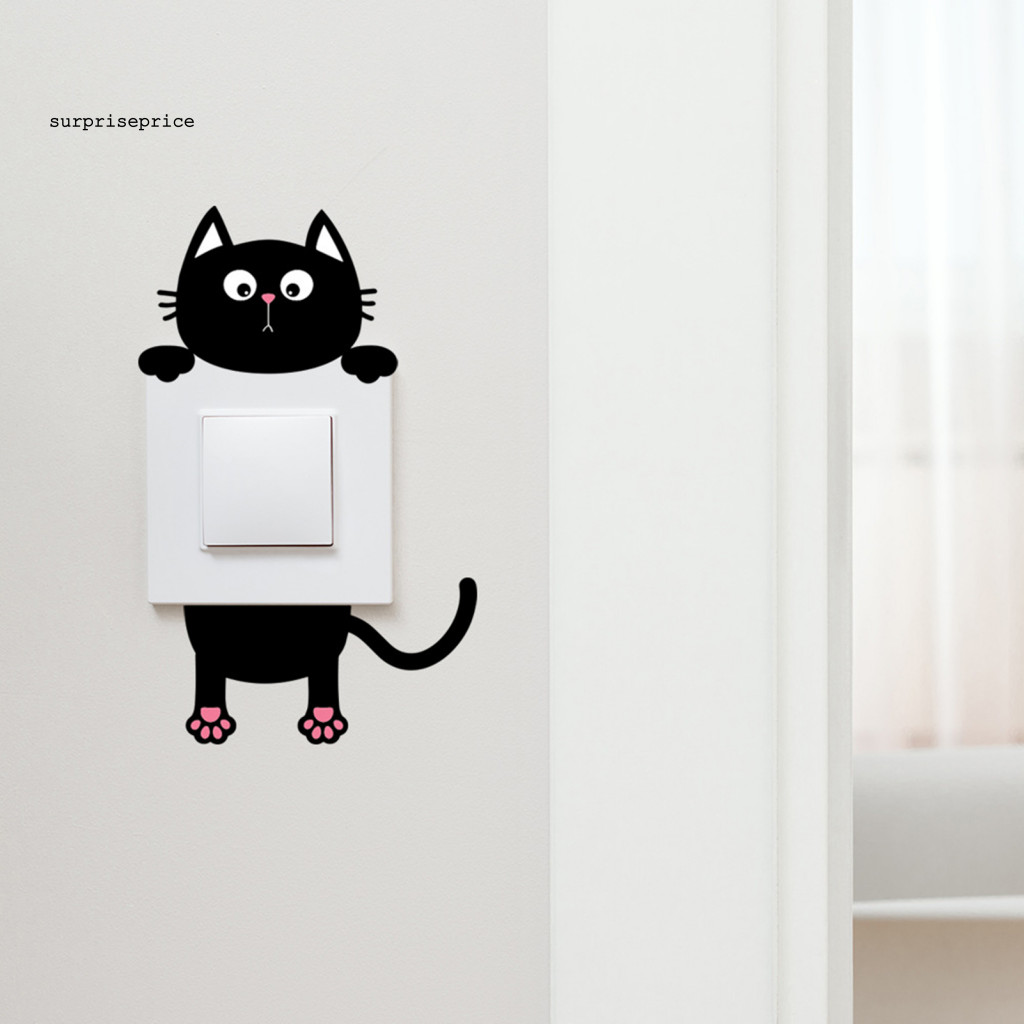 ราคาเซอร์ไพรส์| แมวดําสวิทช์สติกเกอร์น่ารักแมวดําสวิทช์ไฟสติกเกอร์ที่ถอดออกได้พีวีซีรูปลอกผนังการ์ตูนแมวตกแต่งบ้านสําหรับ ทําเอง สวิทช์ผนังเหมาะสําหรับบ้านตะวันออกเฉียงใต้ง่