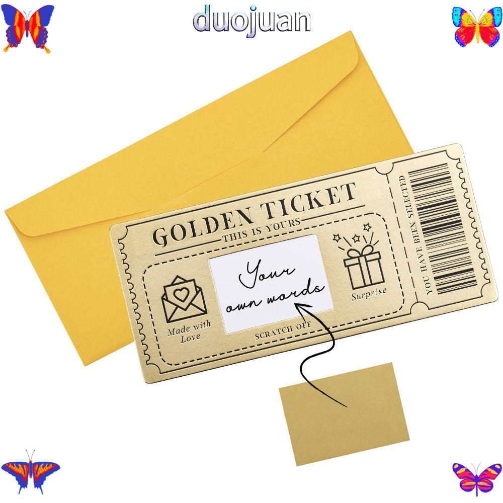 DUOJUAN Golden Ticket Scratch- Card,พร้อมซองจดหมายคอนเสิร์ต,Partzavor Raffle Gift Scratch Ticket Scr