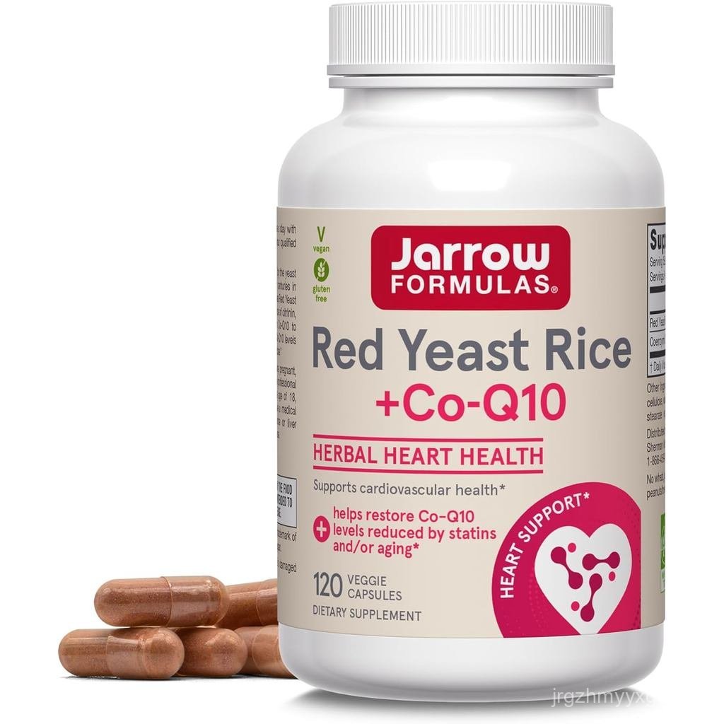 สูตร Jarrow ข้าวยีสต์แดง 1200 มก. & CoQ10 100 มก. ต่อเสิร์ฟ - 120 หมวกผัก, 60 เสิร์ฟ - ผลิตภัณฑ์เสริมอาหารเพื่อสุขภาพหัวใจสมุนไพร - รองรับโรคหลอดเลือดและเซลล์และรักษาเซลล์