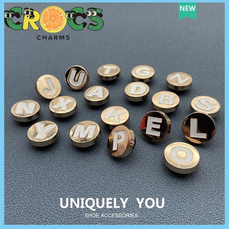 JJBXC cross charms ตัวอักษรโลหะคุณภาพสูง[ AZ ] jibbitz สําหรับ crocs รองเท้าตกแต่งโลหะ