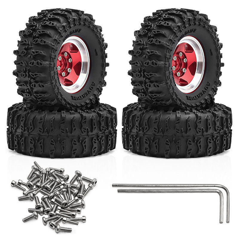 64 มม.1.3 "โลหะ Beadlock ล้อยางชุดสําหรับ 1/18 1/24 RC Crawler รถ TRX4M SCX24 AX24 FCX24 FCX24M Asce
