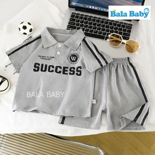 ชุดลำลองเด็ก เสื้อผ้าเด็กเซ็ต2ชิ้น ลุคสปอร์ต เสื้อคอปกแขนสั้น+กางเกงขาสั้น ชุดไปโรงเรียนอนุบาล Size80-120cm DXT102