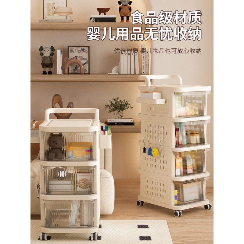 รถเข็นเคลื่อนย้ายได้ลิ้นชัก Locker ของเล่นเด็กขนม Multi-Layer Influencer ชั้นชั้นเก็บ