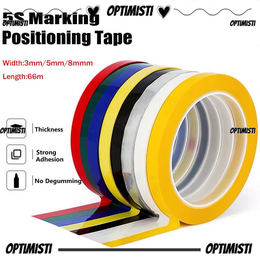OPTIMISTI8E 1 ชิ้นเดสก์ท็อปตําแหน่งเทปหลากสี 5S กันน้ําฉนวนกันความร้อนอุปกรณ์สํานักงานไวท์บอร์ดคําเตือนสาย