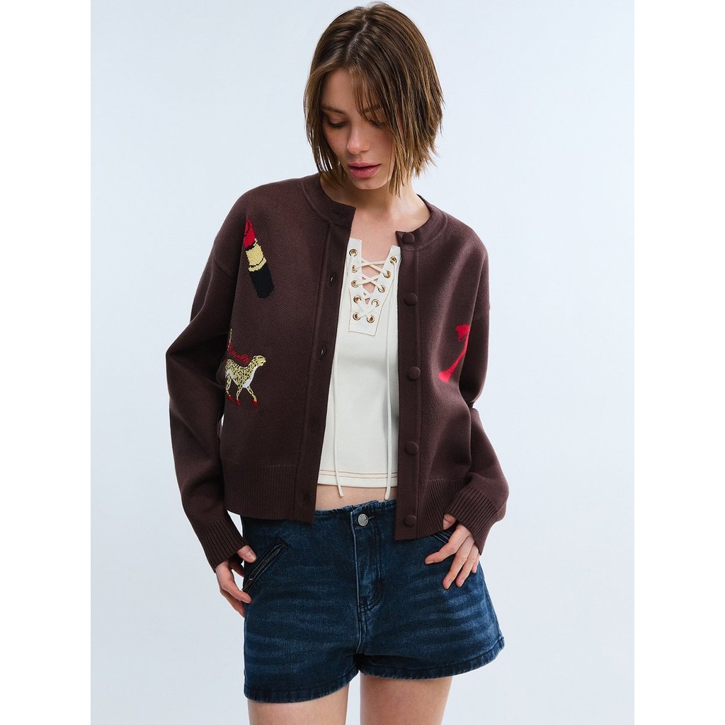 [Pomelo] เสื้อคาร์ดิแกนถักไหมพรม / Button Front Knit Cardigan