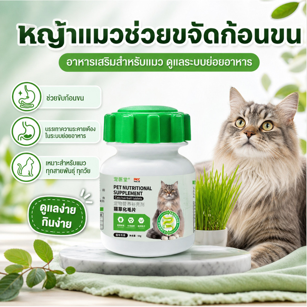 🔥🔥หญ้าแมวสำหรับแก้ปัญหาก้อนขน/อาหารเสริมสำหรับแมว/ช่วยขจัดก้อนขน บรรเทาอาการระคายเคืองระบบย่อยอาหาร ช่วยลดปัญหาก้อนขนในแมว/เหมาะสำหรับแมวทุกสายพันธุ์และทุกวัย