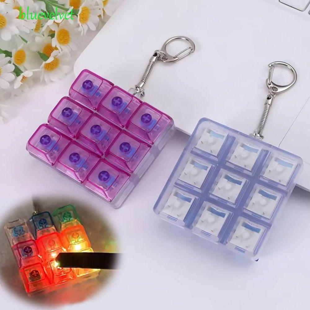 BLUEVELVEET LED คีย์บอร์ดของเล่น,ที่มีสีสัน Keycap LED Light Decompression Fidget พวงกุญแจ, Compact Clear Clicker 9 คีย์ของเล่นหยิกปุ่มของเล่นคลิกนิ้ว Gadget สนุก