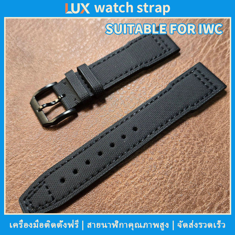 เหมาะสำหรับสายนาฬิกา IWC สีดำลายคาร์บอนไฟเบอร์ ทำจากไนลอนระบายอากาศได้ดี มีขนาด 20 มม., 21 มม. และ 22 มม. พร้อมหัวเข็มขัดแบบหมุด