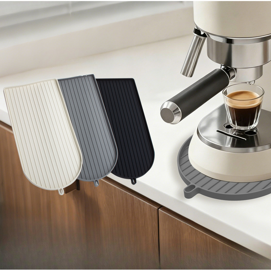 กาแฟเครื่องด้านล่าง Pad Anti-Slip Leak-Proof Drain Pad Bar พร้อมถาดป้องกันด้านข้าง Pad กันน้ําฉนวนกันความร้อน Dirt-Resistant Coaster