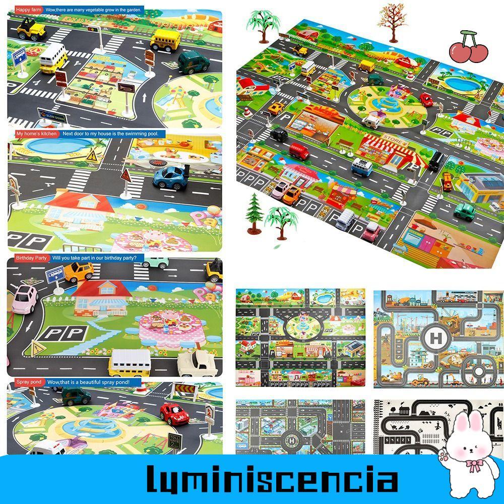 LUMINESCIA เกมสําหรับเด็กพรมของเล่น Playmat เด็กเล่นพรม City Roadmap