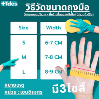 +Tdes [หนาพิเศษ] ถุงมือยางไนไตร 50ชิ้น/กล่อง สัมผัสอาหาร เก็บยางไม่ติดมือ