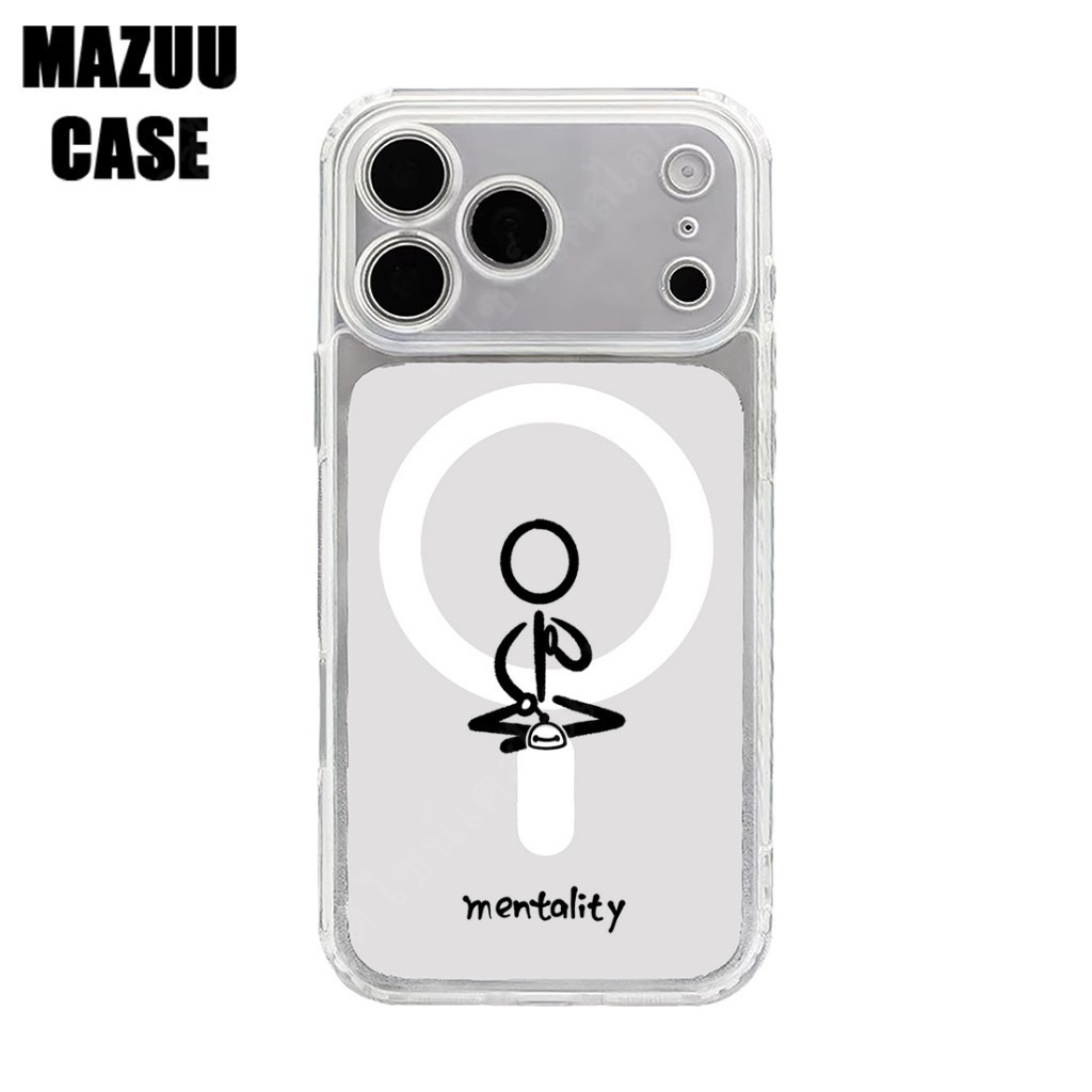 เคสไอโฟน TPU ใส แม่เหล็ก มีลายวาฬสีน้ำเงินสไตล์มินิมอล สำหรับ iPhone 17 16 15 14 13 12 11 Pro Max Plus